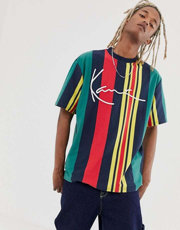 Karl Kani Signature Stripe T-shirt In Green Multi