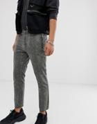 Asos Design Skinny Cropped Pants In Snakeskin With Zip Pockets - Green