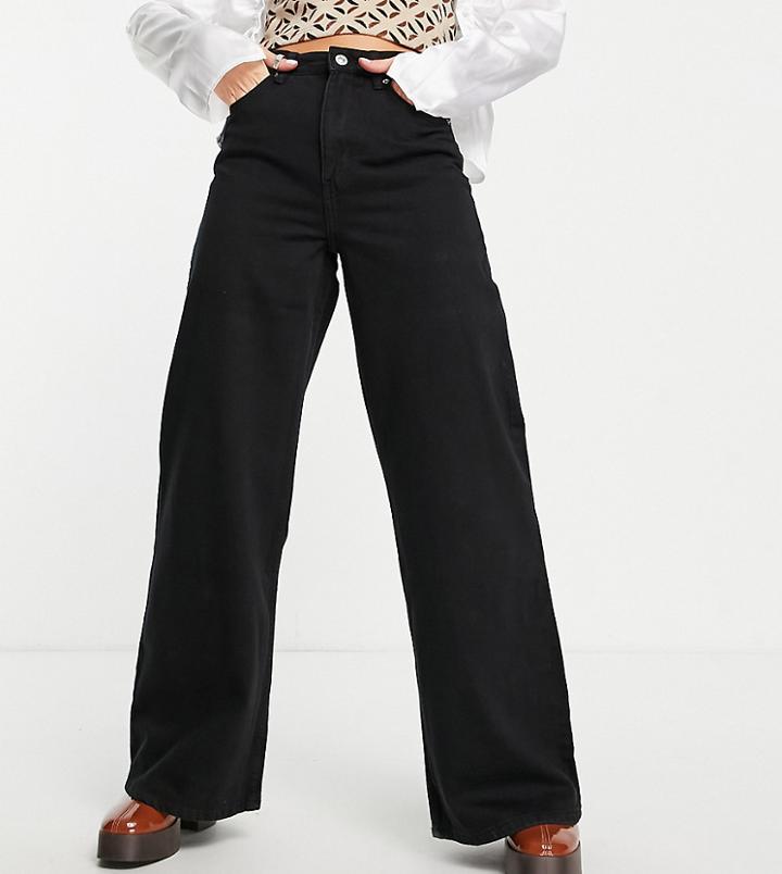 Bershka Petite 90s Super Wide Leg Jeans In Black