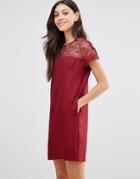 Traffic People Breeze Dress With Lace Top - Red