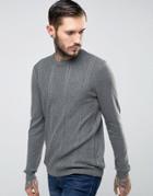 Asos Cable Sweater In Cotton - Blue