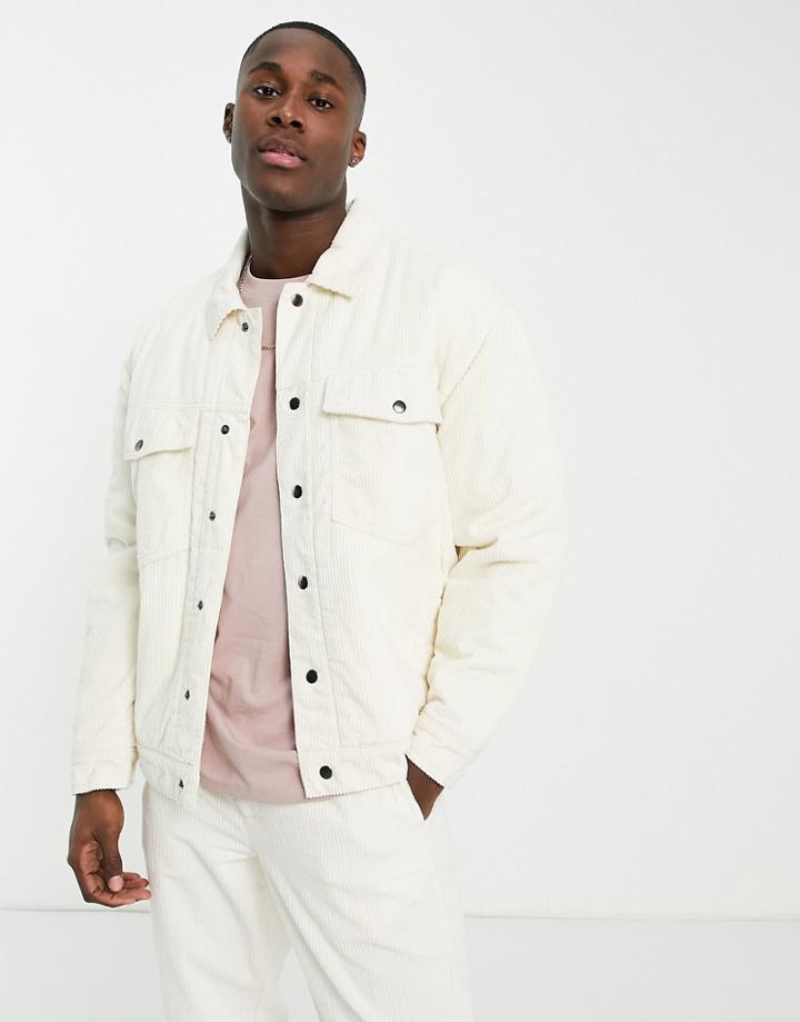 Topman Cord Western Jacket In Ecru - Part Of A Set-white