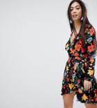 Missguided Petite Floral Wrap Dress - Multi