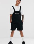 Asos Design Jersey Overalls In Pockets & Chest Print - Gray