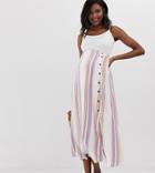 Asos Design Maternity Button Front Maxi Skirt In Exclusive Stripe Print - Multi