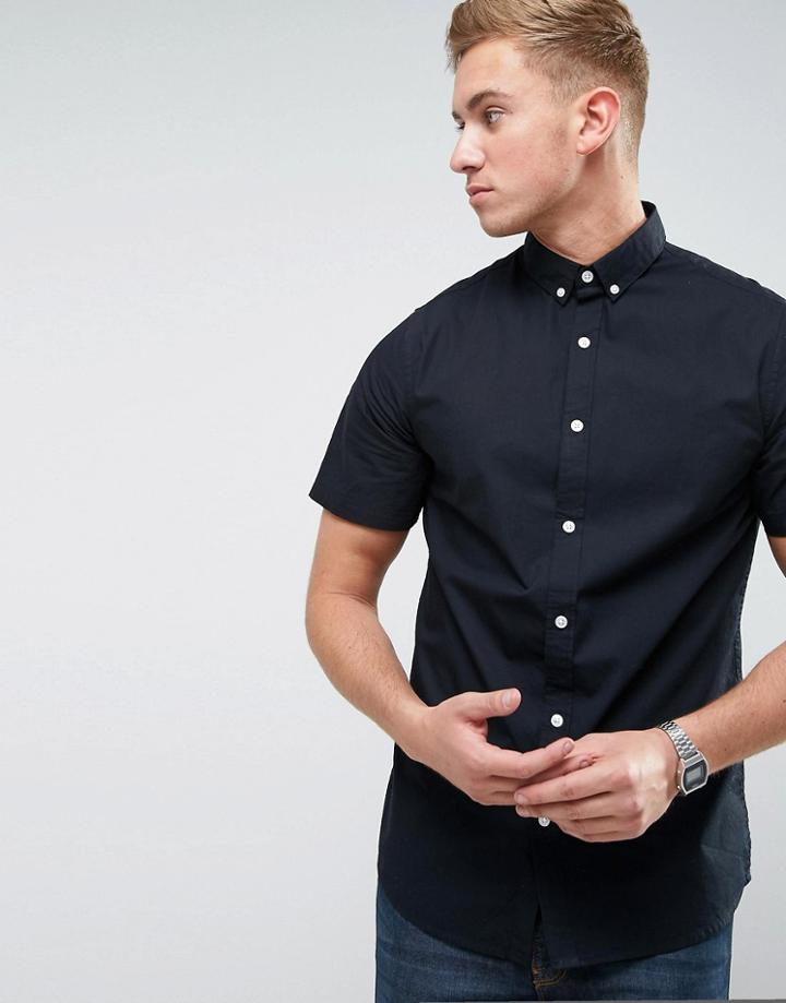 Troy Poplin Shirt With Short Sleeves - Black