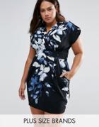 Closet Plus Pencil Dress With Wrap Front In Floral Print - Multi