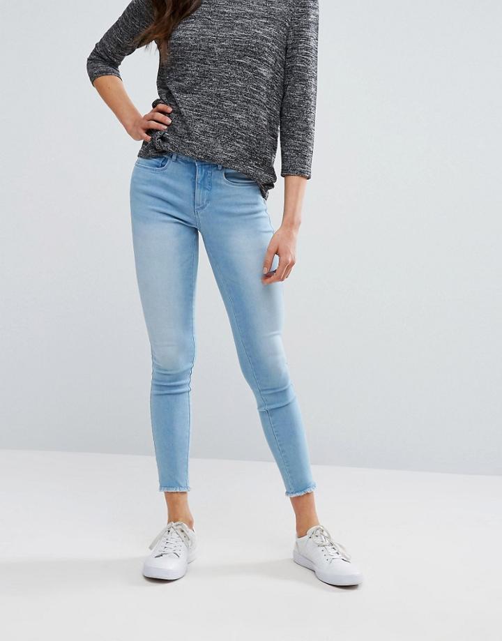 Only Royal Skinny Jeans With Raw Ankle Hem - Blue