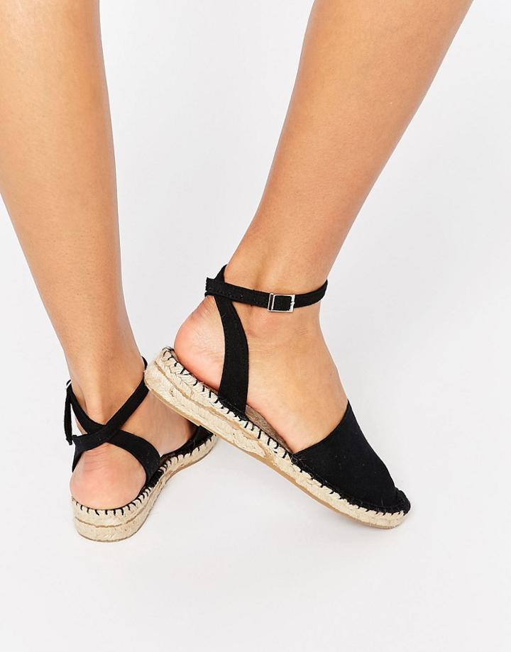Asos Jilly Two Part Espadrilles - Black