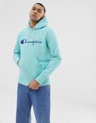 Champion Hoodie With Large Logo In Blue - Blue