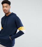 Asos Tall Oversized Hoodie With Color Block Sleeves - Navy