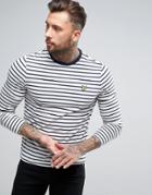 Lyle & Scott Long Sleeve Top Breton Stripe Regular Fit Eagle Logo In White - White