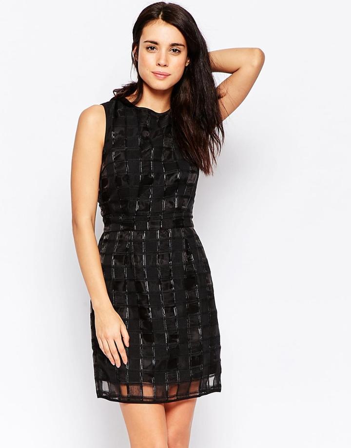 Lavand Textured Grid Shift Dress - Bk