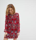 Reclaimed Vintage Inspired Smock Dress In Floral - Red