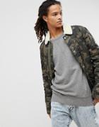 Tommy Jeans Sherpa Jacket Waxed Cotton In Camo Print - Green