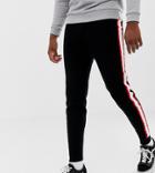 Asos Design Tall Knitted Joggers With Side Stripe In Black - Black