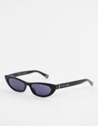 Marc Jacobs Slim Oval Sunglasses In Black - Black
