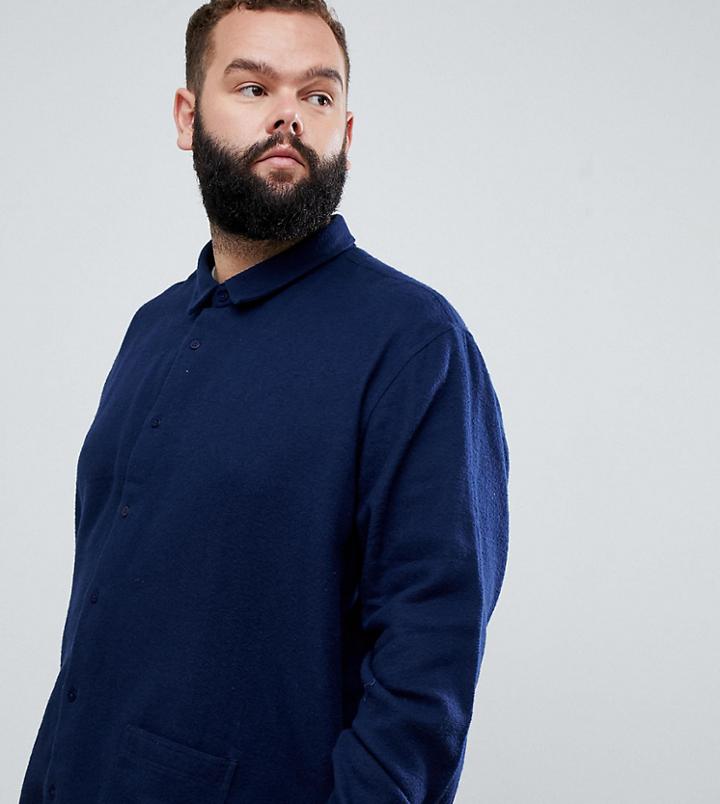 Jacamo Plus Utility Pocket Shirt In Navy - Navy