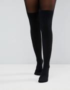 Asos Design Cable Over The Knee Tights With Control Top - Black