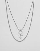 Nylon Rhinestone Drape Necklace - Silver