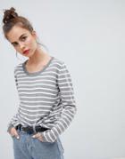 Blend She Lina Stripe Knit Sweater - Gray