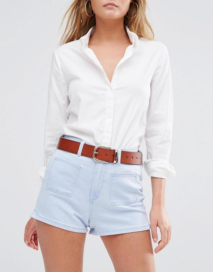 New Look Real Leather Belt - Tan