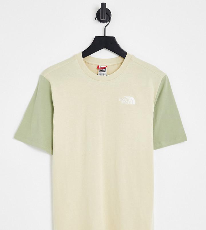 The North Face Essential Color Block T-shirt In Green/ Beige Exclusive To Asos