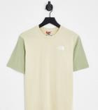 The North Face Essential Color Block T-shirt In Green/ Beige Exclusive To Asos