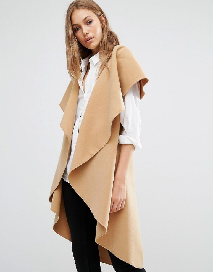 Qed London Waterfall Vest - Brown