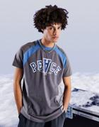 Asos Design Relaxed T-shirt In Gray Color Block With Text Print