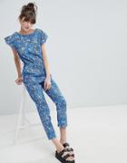 Leon And Harper Retro Floral Print Jumpsuit - Blue