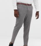 Asos Design Plus Wool Mix Skinny Suit Pants In Gray Micro Tooth