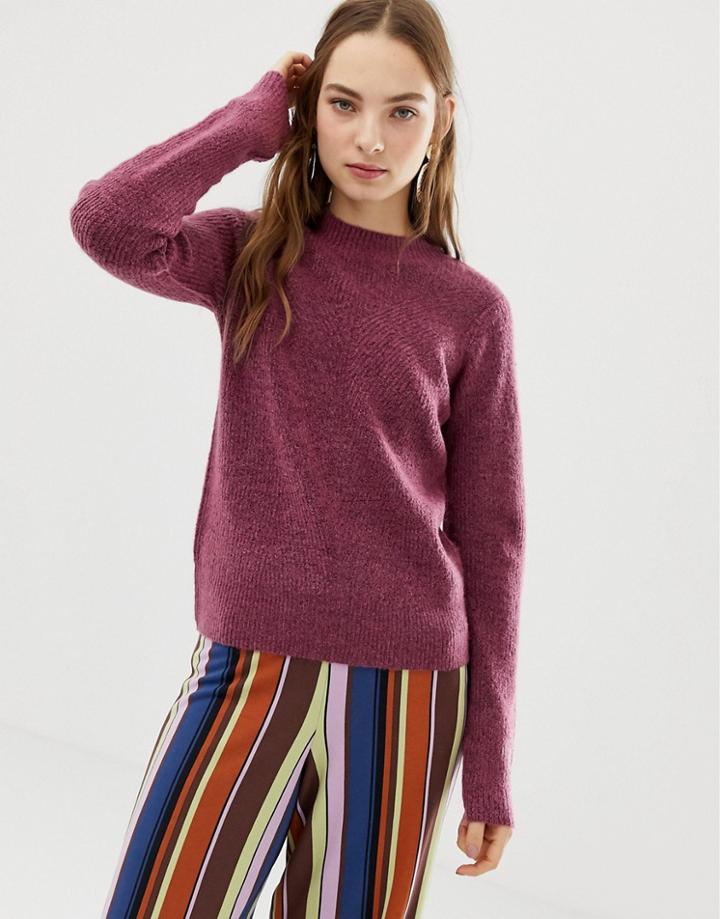 Pieces Lara High Neck Knit Sweater - Cream