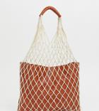 Reclaimed Vintage Inspired Net Shopper With Pu Inner And Handle - Brown