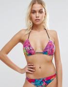 Jaded Rainbow Crochet Triangle Bikini Top - Multi