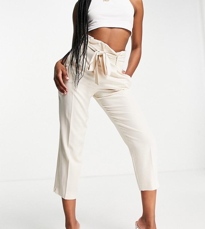 Miss Selfridge Petite Paperbag Pant In Stone-neutral