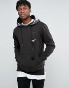Illusive London Hoodie With Distressing And Side Zips - Black