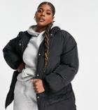 Collusion Plus Belted Puffer Jacket In Black