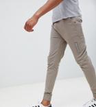 Asos Design Tall Skinny Joggers With Ma1 Pocket In Beige - Beige