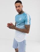 Siksilk T-shirt In Blue Fade With Side Stripe - Blue