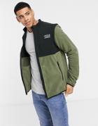 Jack & Jones Originals Fleece With Zip In Khaki-green