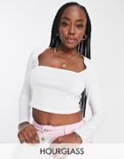 Asos Design Hourglass Square Neck Crop Top With Seam Detail In White