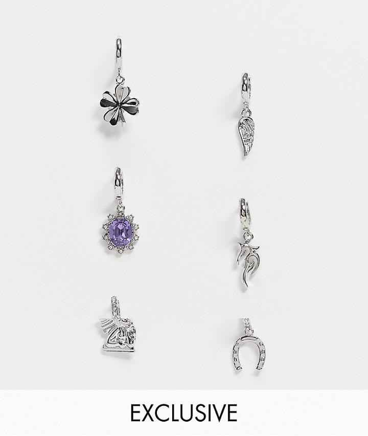 Reclaimed Vintage Inspired The Charm Earring Multipack In Silver