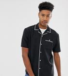 Asos Design Tall Oversized Viscose Short Sleeve Shirt With Piping - Black