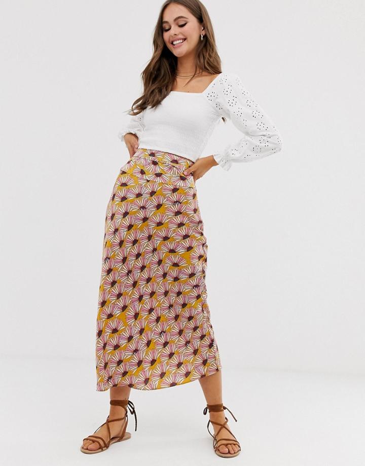 Free People Normani Printed Bias Cut Skirt