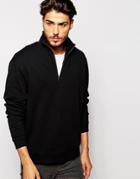 Adpt Zip Neck Sweatshirt With Dropped Shoulder - Black