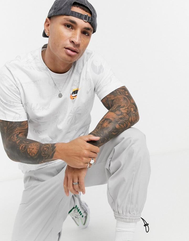 Nike Spring Break All Over Graphic Print T-shirt In White