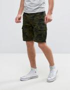 Produkt Cargo Shorts In Camo Print - Green