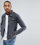 Liquor N Poker Denim Jacket Washed Black - Black