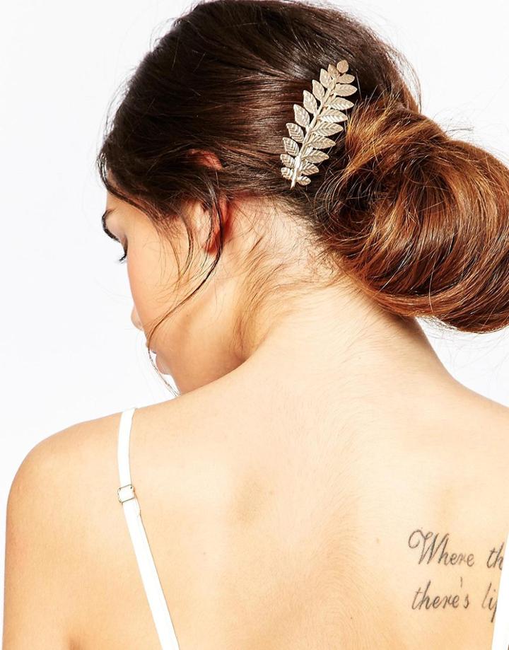 Asos Metal Leaf Hair Clip - Gold